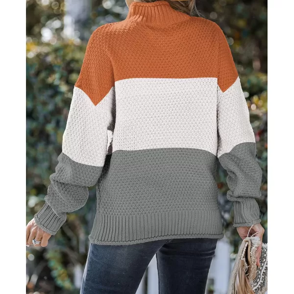 imageZESICA Womens 2023 Turtleneck Batwing Sleeve Loose Oversized Chunky Knitted Pullover Sweater Jumper TopsBamporange