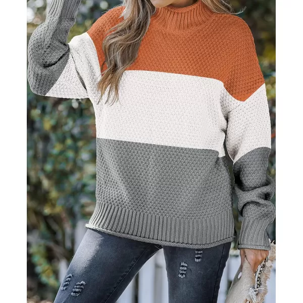 imageZESICA Womens 2023 Turtleneck Batwing Sleeve Loose Oversized Chunky Knitted Pullover Sweater Jumper TopsBamporange