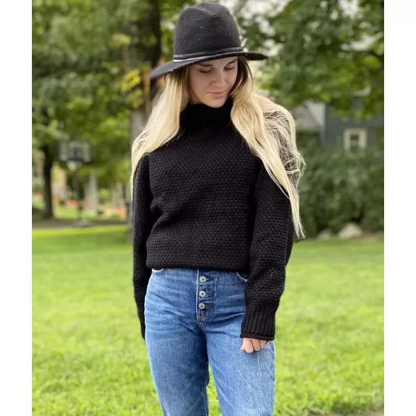 imageZESICA Womens 2023 Turtleneck Batwing Sleeve Loose Oversized Chunky Knitted Pullover Sweater Jumper TopsBlack