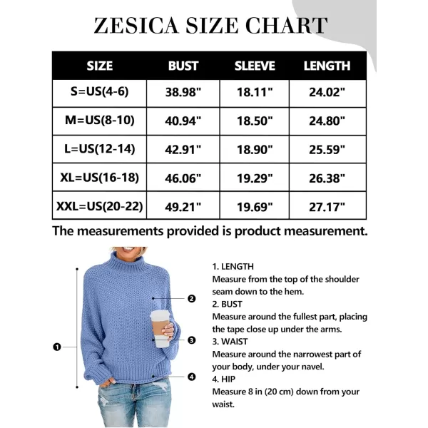 imageZESICA Womens 2023 Turtleneck Batwing Sleeve Loose Oversized Chunky Knitted Pullover Sweater Jumper TopsBlue