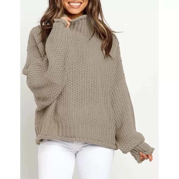 imageZESICA Womens 2023 Turtleneck Batwing Sleeve Loose Oversized Chunky Knitted Pullover Sweater Jumper TopsCamel