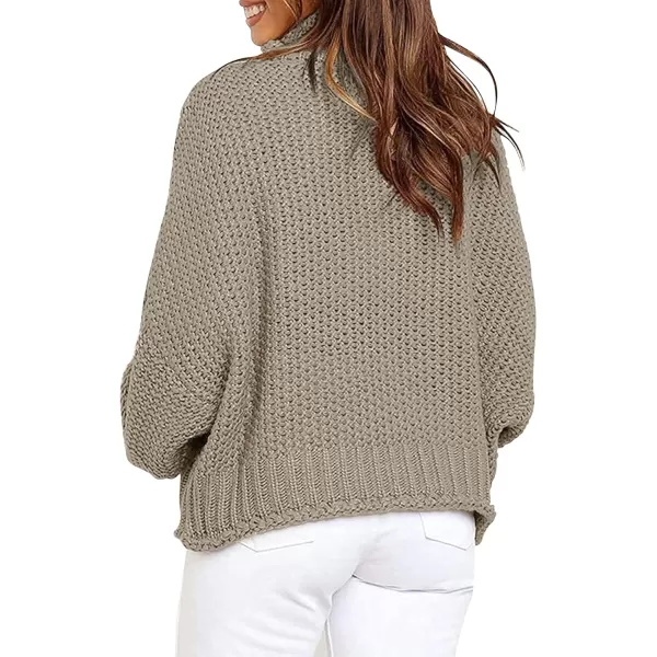 imageZESICA Womens 2023 Turtleneck Batwing Sleeve Loose Oversized Chunky Knitted Pullover Sweater Jumper TopsCamel
