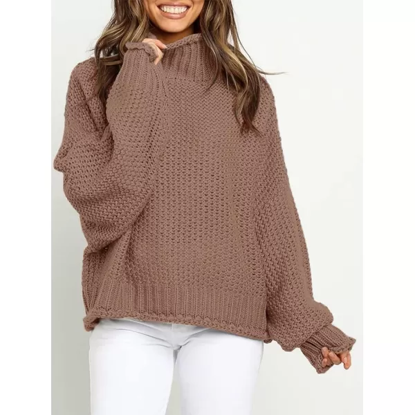 imageZESICA Womens 2023 Turtleneck Batwing Sleeve Loose Oversized Chunky Knitted Pullover Sweater Jumper TopsKhaki