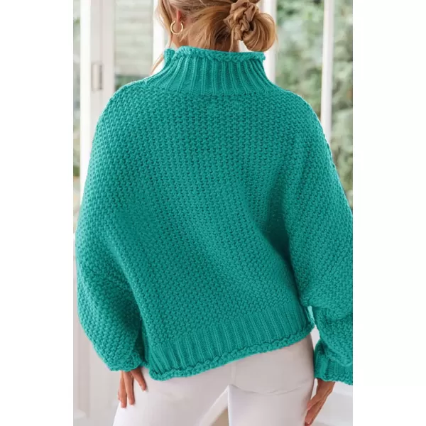 imageZESICA Womens 2023 Turtleneck Batwing Sleeve Loose Oversized Chunky Knitted Pullover Sweater Jumper TopsMalachite