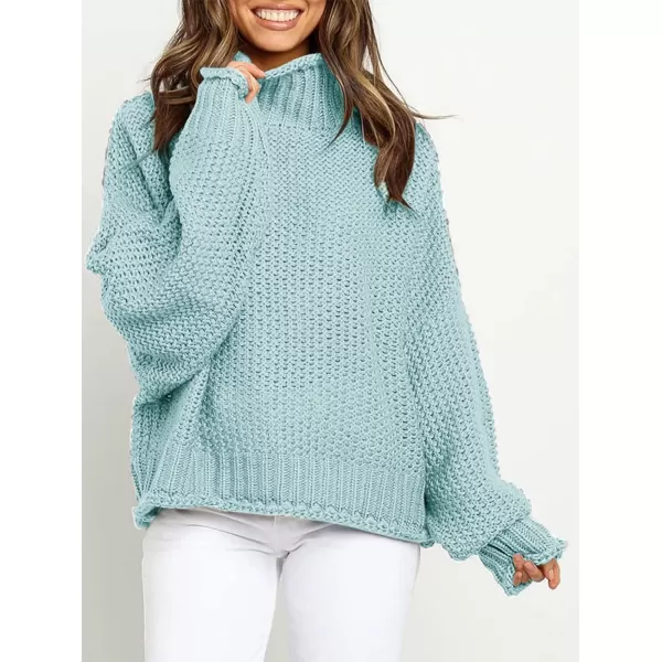 imageZESICA Womens 2023 Turtleneck Batwing Sleeve Loose Oversized Chunky Knitted Pullover Sweater Jumper TopsMint