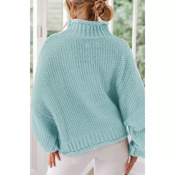 imageZESICA Womens 2023 Turtleneck Batwing Sleeve Loose Oversized Chunky Knitted Pullover Sweater Jumper TopsMint
