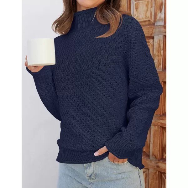 imageZESICA Womens 2023 Turtleneck Batwing Sleeve Loose Oversized Chunky Knitted Pullover Sweater Jumper TopsOceanablue