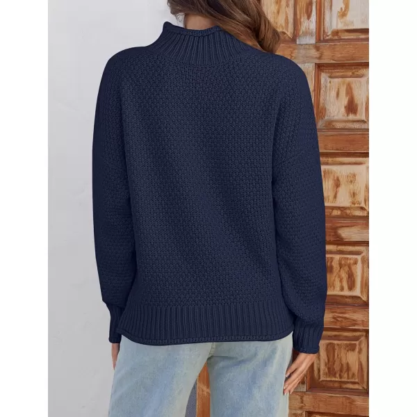 imageZESICA Womens 2023 Turtleneck Batwing Sleeve Loose Oversized Chunky Knitted Pullover Sweater Jumper TopsOceanablue