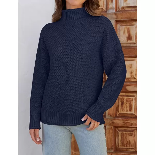 imageZESICA Womens 2023 Turtleneck Batwing Sleeve Loose Oversized Chunky Knitted Pullover Sweater Jumper TopsOceanablue