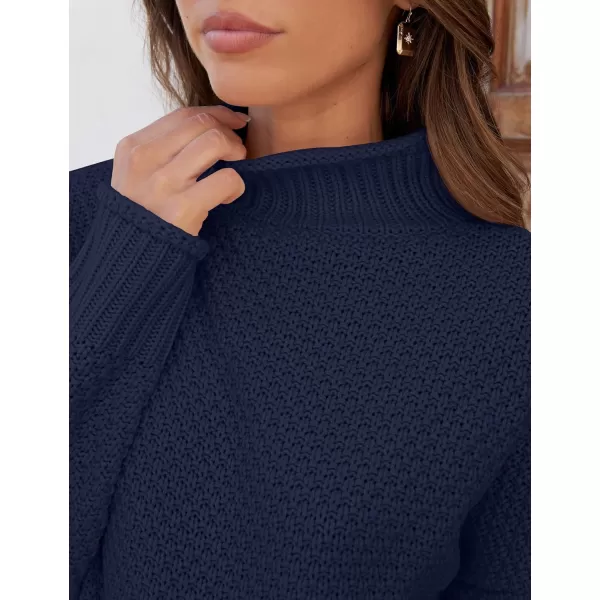 imageZESICA Womens 2023 Turtleneck Batwing Sleeve Loose Oversized Chunky Knitted Pullover Sweater Jumper TopsOceanablue