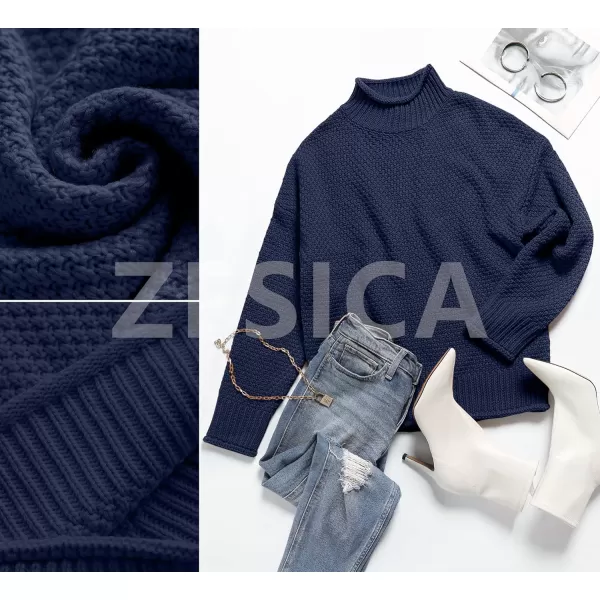imageZESICA Womens 2023 Turtleneck Batwing Sleeve Loose Oversized Chunky Knitted Pullover Sweater Jumper TopsOceanablue