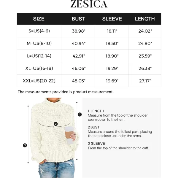 imageZESICA Womens 2023 Turtleneck Batwing Sleeve Loose Oversized Chunky Knitted Pullover Sweater Jumper TopsOffwhite