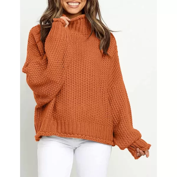 imageZESICA Womens 2023 Turtleneck Batwing Sleeve Loose Oversized Chunky Knitted Pullover Sweater Jumper TopsOrange