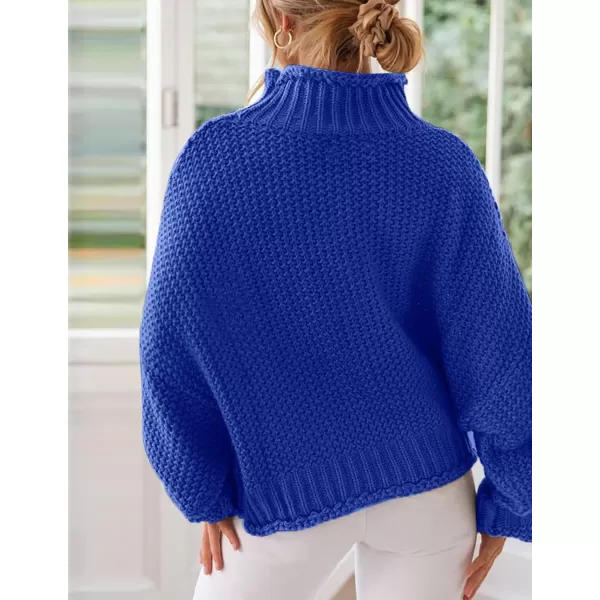 imageZESICA Womens 2023 Turtleneck Batwing Sleeve Loose Oversized Chunky Knitted Pullover Sweater Jumper TopsRoyalblue
