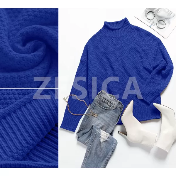 imageZESICA Womens 2023 Turtleneck Batwing Sleeve Loose Oversized Chunky Knitted Pullover Sweater Jumper TopsRoyalblue