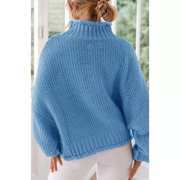 imageZESICA Womens 2023 Turtleneck Batwing Sleeve Loose Oversized Chunky Knitted Pullover Sweater Jumper TopsSerenityblue