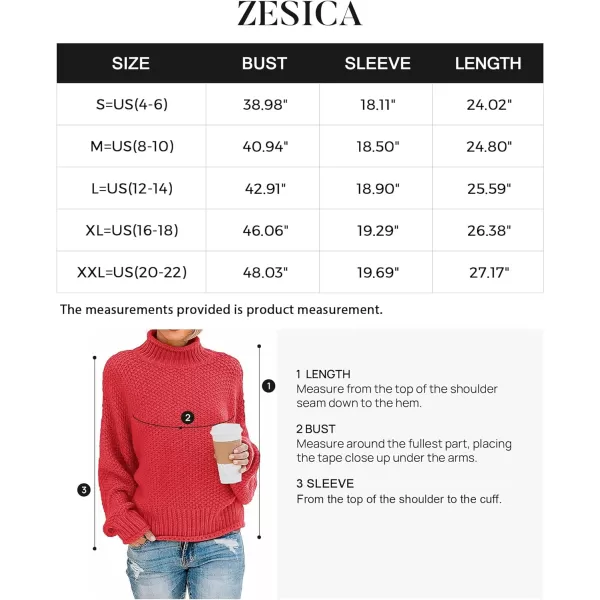 imageZESICA Womens 2023 Turtleneck Batwing Sleeve Loose Oversized Chunky Knitted Pullover Sweater Jumper TopsWatermelon