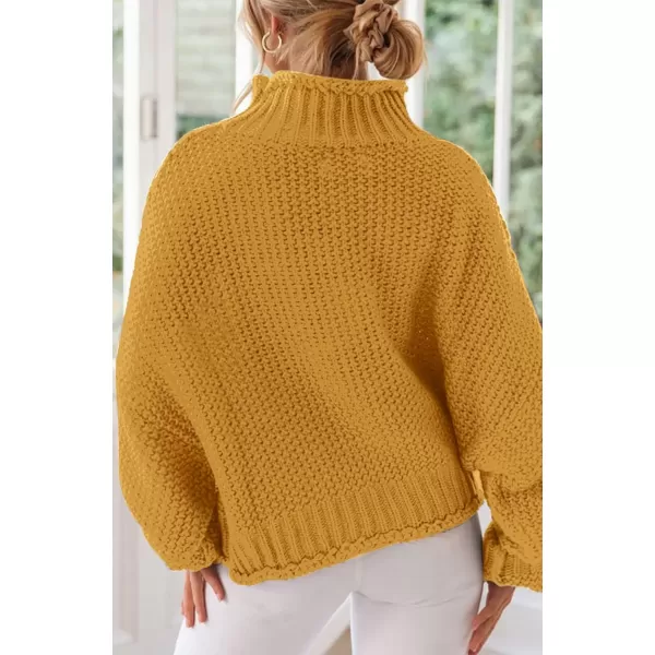 imageZESICA Womens 2023 Turtleneck Batwing Sleeve Loose Oversized Chunky Knitted Pullover Sweater Jumper TopsYellow
