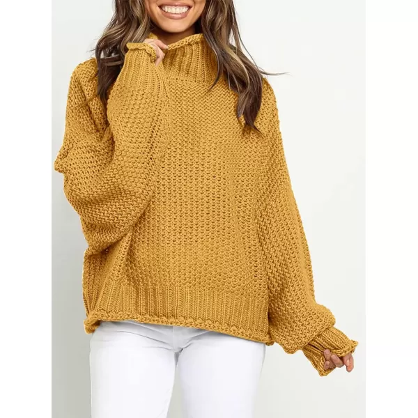 imageZESICA Womens 2023 Turtleneck Batwing Sleeve Loose Oversized Chunky Knitted Pullover Sweater Jumper TopsYellow