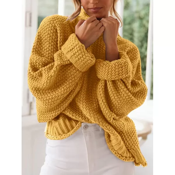 imageZESICA Womens 2023 Turtleneck Batwing Sleeve Loose Oversized Chunky Knitted Pullover Sweater Jumper TopsYellow