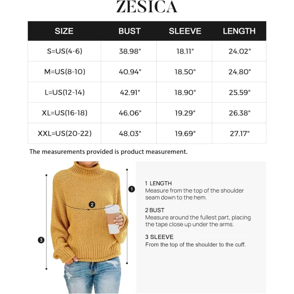 imageZESICA Womens 2023 Turtleneck Batwing Sleeve Loose Oversized Chunky Knitted Pullover Sweater Jumper TopsYellow