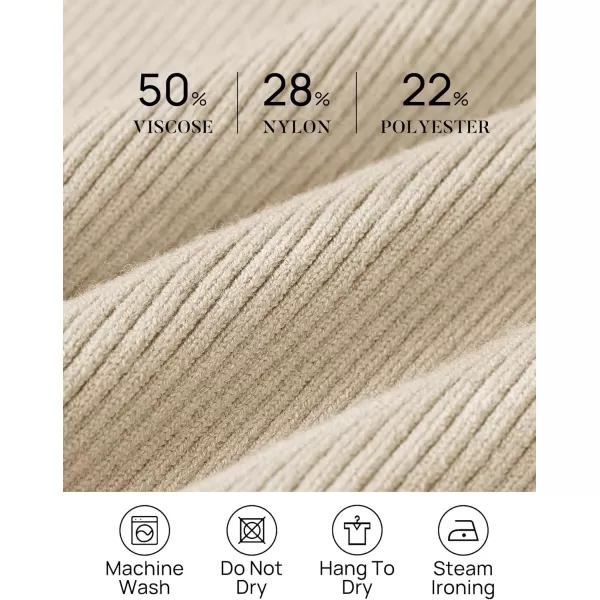 imageZESICA Womens 2023 Turtleneck Long Sleeve Knit Shirts Fall Basic Tops Slim Fitted Ribbed SweaterApricot