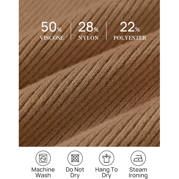 imageZESICA Womens 2023 Turtleneck Long Sleeve Knit Shirts Fall Basic Tops Slim Fitted Ribbed SweaterBrown