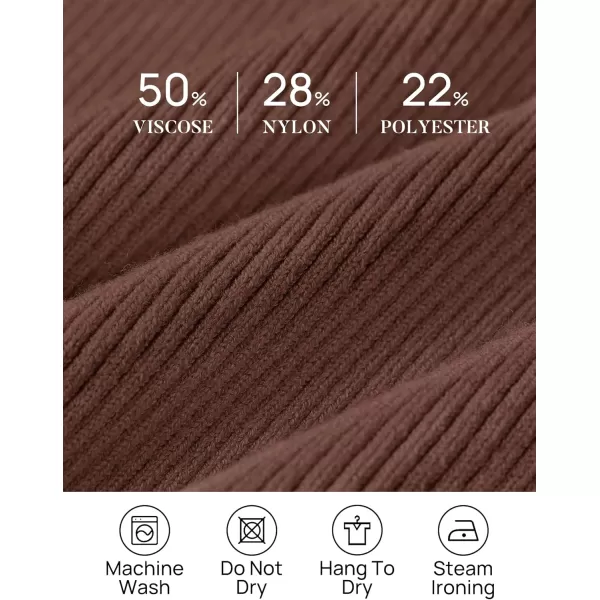 imageZESICA Womens 2023 Turtleneck Long Sleeve Knit Shirts Fall Basic Tops Slim Fitted Ribbed SweaterCoffee