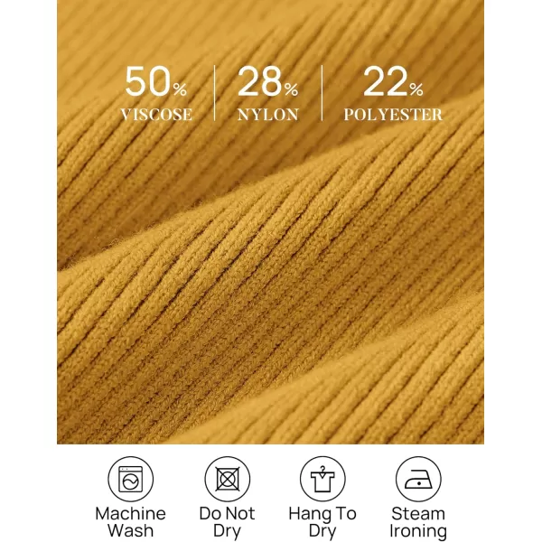 imageZESICA Womens 2023 Turtleneck Long Sleeve Knit Shirts Fall Basic Tops Slim Fitted Ribbed SweaterMustard