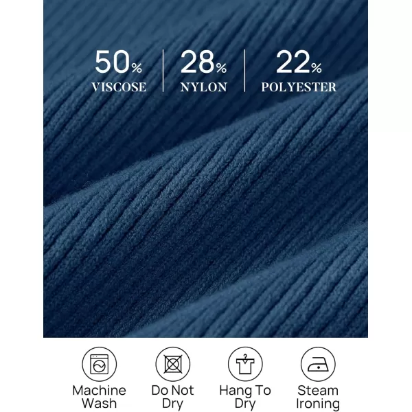 imageZESICA Womens 2023 Turtleneck Long Sleeve Knit Shirts Fall Basic Tops Slim Fitted Ribbed SweaterNavy