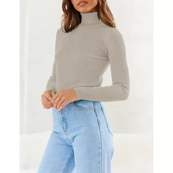 imageZESICA Womens 2023 Turtleneck Long Sleeve Knit Shirts Fall Basic Tops Slim Fitted Ribbed SweaterOats
