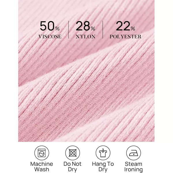 imageZESICA Womens 2023 Turtleneck Long Sleeve Knit Shirts Fall Basic Tops Slim Fitted Ribbed SweaterPink