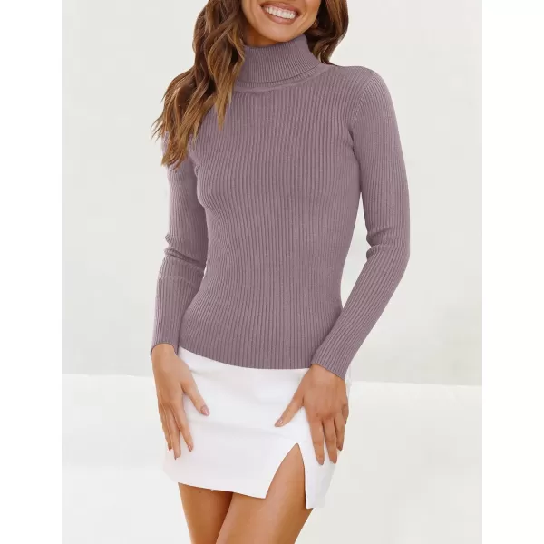 imageZESICA Womens 2023 Turtleneck Long Sleeve Knit Shirts Fall Basic Tops Slim Fitted Ribbed SweaterTaro