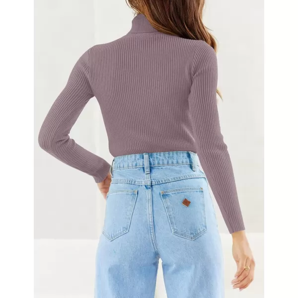 imageZESICA Womens 2023 Turtleneck Long Sleeve Knit Shirts Fall Basic Tops Slim Fitted Ribbed SweaterTaro