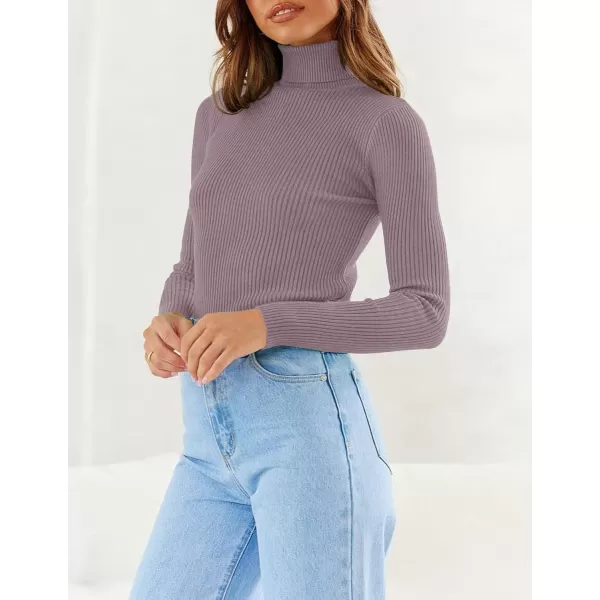 imageZESICA Womens 2023 Turtleneck Long Sleeve Knit Shirts Fall Basic Tops Slim Fitted Ribbed SweaterTaro