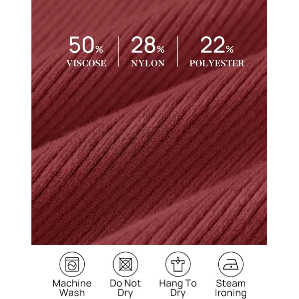 imageZESICA Womens 2023 Turtleneck Long Sleeve Knit Shirts Fall Basic Tops Slim Fitted Ribbed SweaterWine