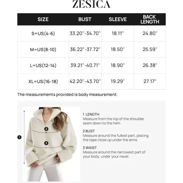 imageZESICA Womens 2023 Winter Long Sleeve 14 Zipper V Neck Loose Fuzzy Knitted Chunky Warm Pullover Sweater Jumper TopsApricot