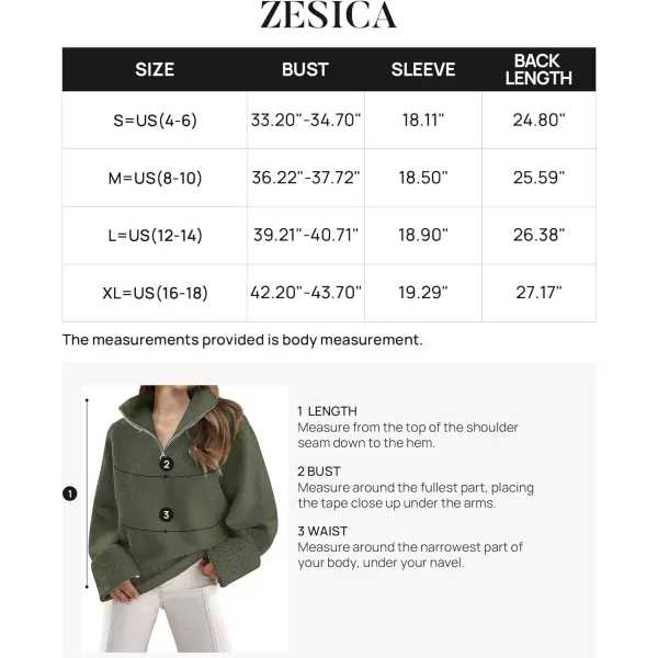 imageZESICA Womens 2023 Winter Long Sleeve 14 Zipper V Neck Loose Fuzzy Knitted Chunky Warm Pullover Sweater Jumper TopsArmygreen