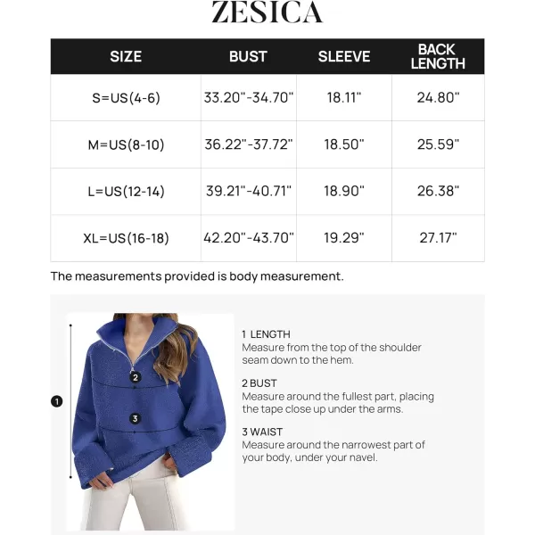imageZESICA Womens 2023 Winter Long Sleeve 14 Zipper V Neck Loose Fuzzy Knitted Chunky Warm Pullover Sweater Jumper TopsCobaltblue