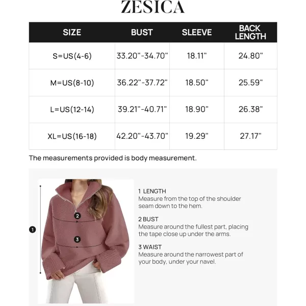 imageZESICA Womens 2023 Winter Long Sleeve 14 Zipper V Neck Loose Fuzzy Knitted Chunky Warm Pullover Sweater Jumper TopsFuchsia