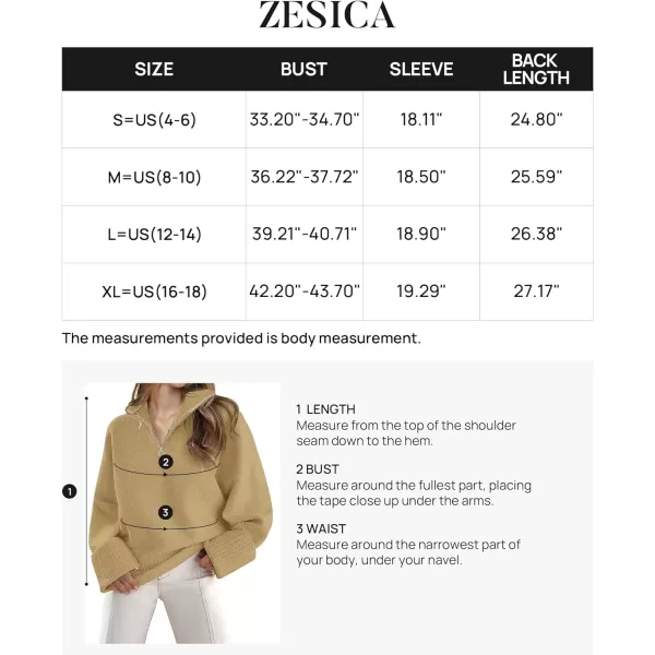 imageZESICA Womens 2023 Winter Long Sleeve 14 Zipper V Neck Loose Fuzzy Knitted Chunky Warm Pullover Sweater Jumper TopsKhaki