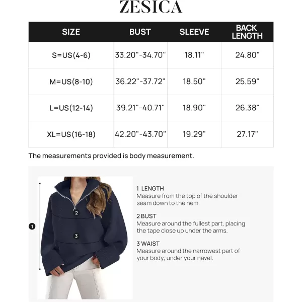 imageZESICA Womens 2023 Winter Long Sleeve 14 Zipper V Neck Loose Fuzzy Knitted Chunky Warm Pullover Sweater Jumper TopsNavy