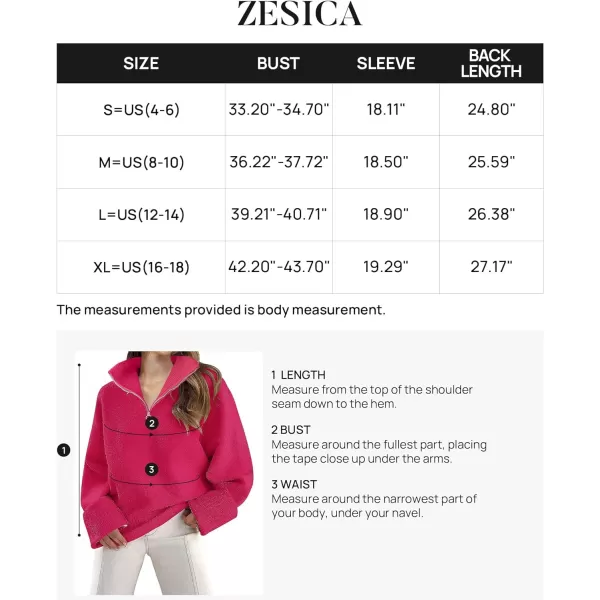 imageZESICA Womens 2023 Winter Long Sleeve 14 Zipper V Neck Loose Fuzzy Knitted Chunky Warm Pullover Sweater Jumper TopsRose