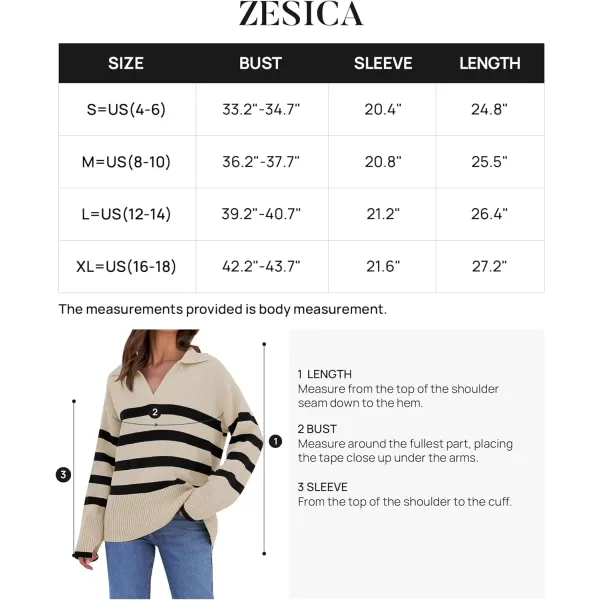imageZESICA Womens 2023 Winter Striped Sweaters Lapel V Neck Long Sleeve Chunky Knit Oversized Pullover Sweater Jumper TopsApricot