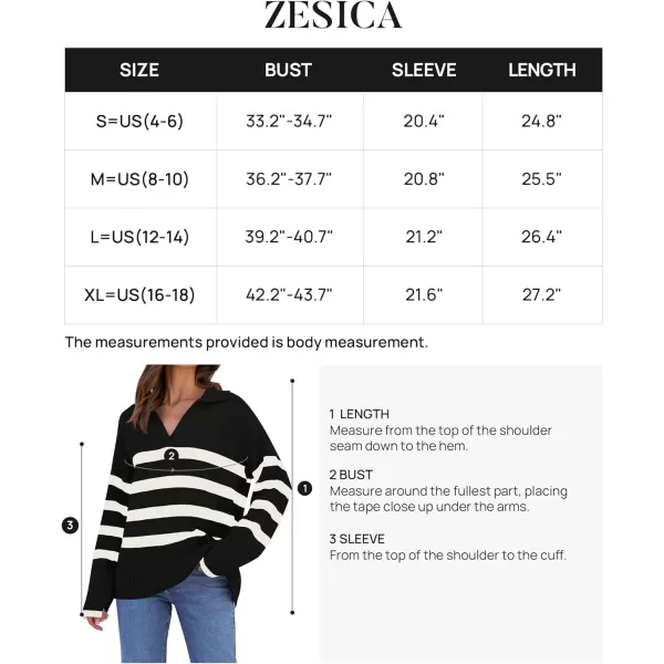 imageZESICA Womens 2023 Winter Striped Sweaters Lapel V Neck Long Sleeve Chunky Knit Oversized Pullover Sweater Jumper TopsBlack