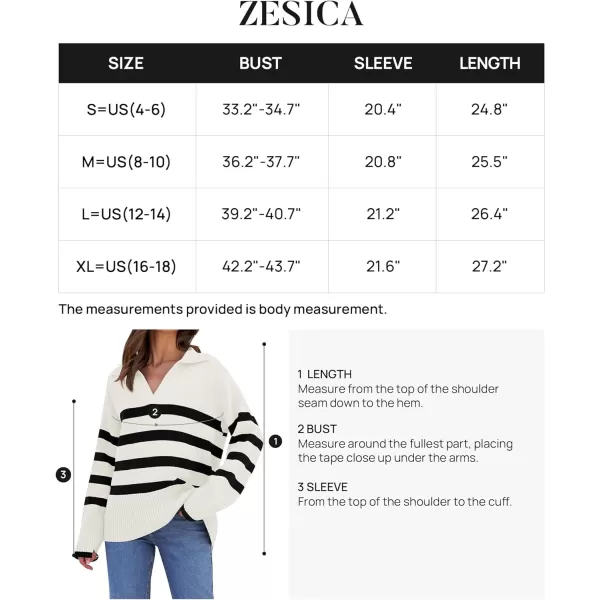 imageZESICA Womens 2023 Winter Striped Sweaters Lapel V Neck Long Sleeve Chunky Knit Oversized Pullover Sweater Jumper TopsWhite