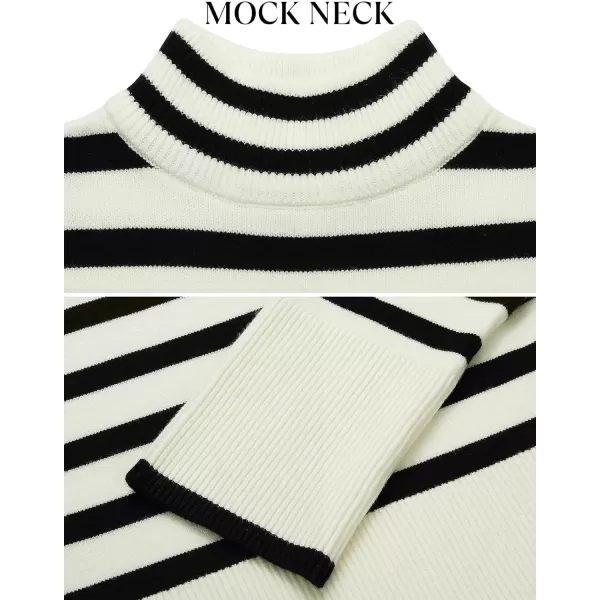 imageZESICA Womens 2023 Winter Sweaters Casual Turtleneck Long Sleeve Striped Side Slit Loose Pullover Sweater Jumper TopsApricot