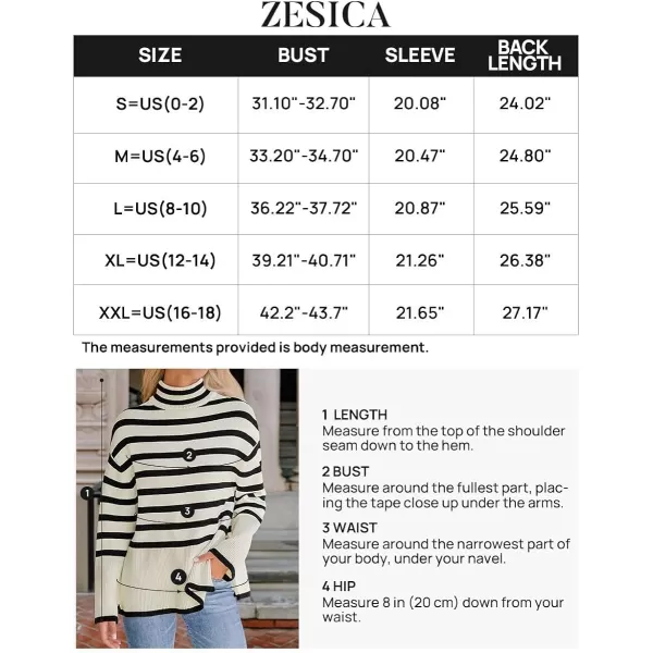 imageZESICA Womens 2023 Winter Sweaters Casual Turtleneck Long Sleeve Striped Side Slit Loose Pullover Sweater Jumper TopsApricot