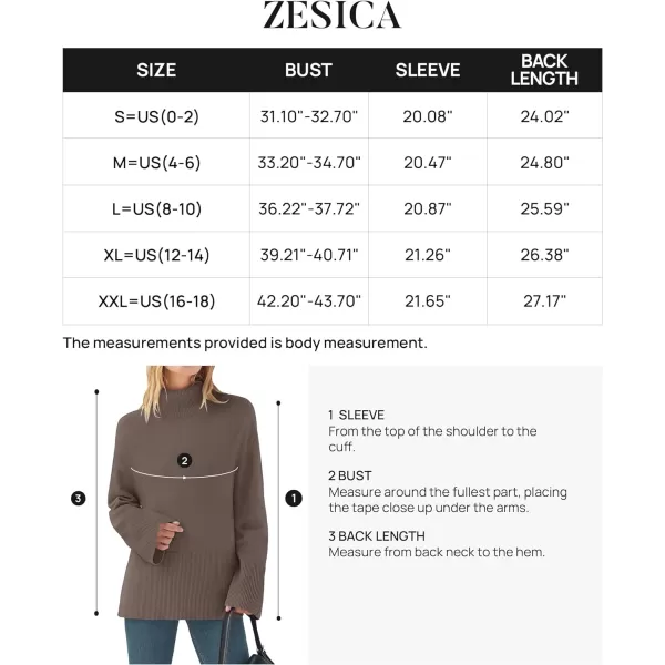 imageZESICA Womens 2023 Winter Sweaters Casual Turtleneck Long Sleeve Striped Side Slit Loose Pullover Sweater Jumper TopsNutmeg