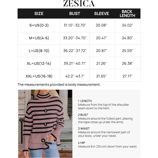 imageZESICA Womens 2023 Winter Sweaters Casual Turtleneck Long Sleeve Striped Side Slit Loose Pullover Sweater Jumper TopsPurple